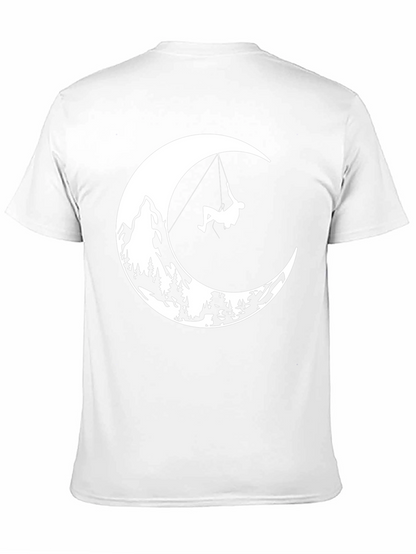 Moonlit Climb Graphic Tee - Black Cotton T-Shirt