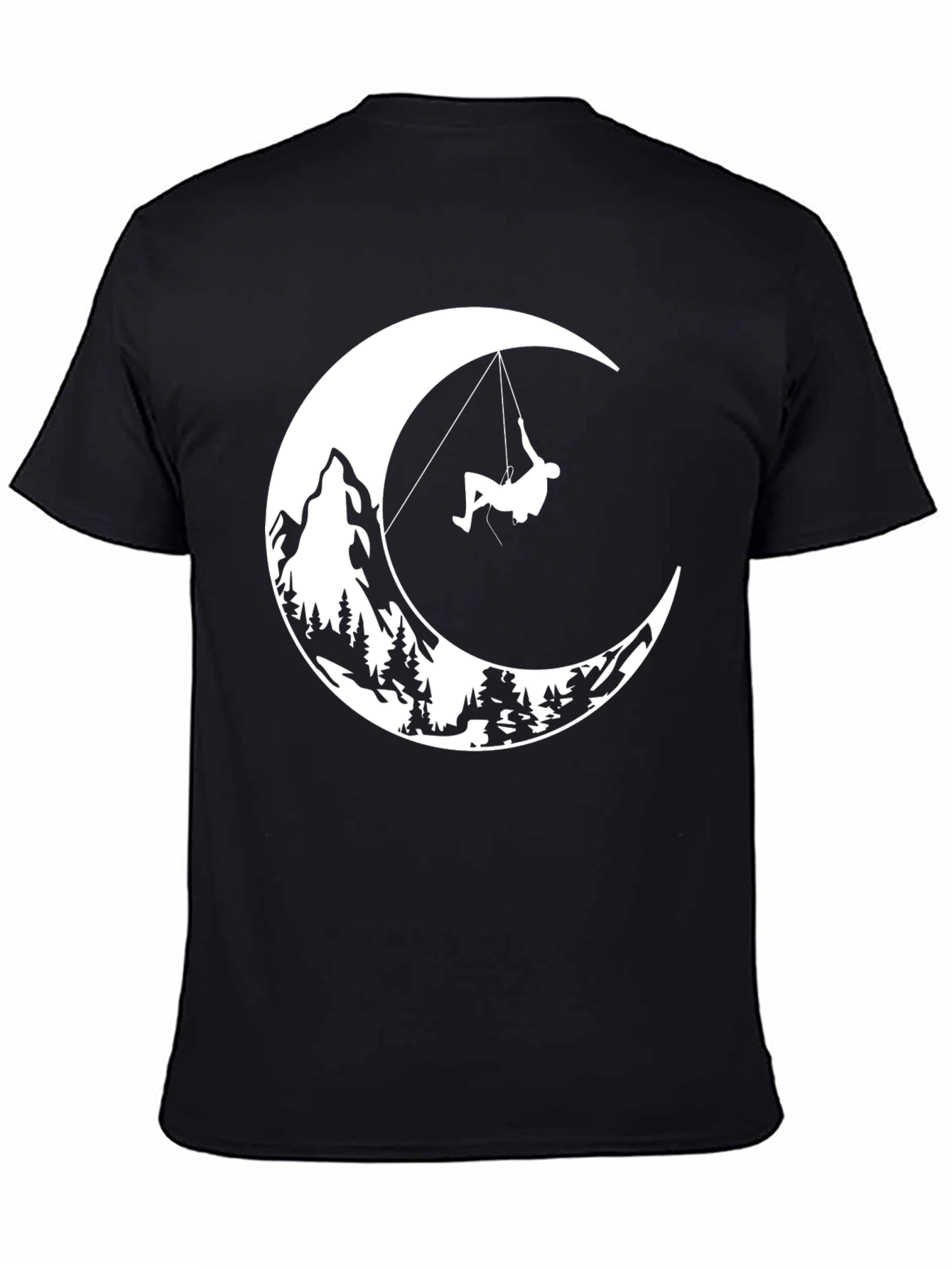 Moonlit Climb Graphic Tee - Black Cotton T-Shirt