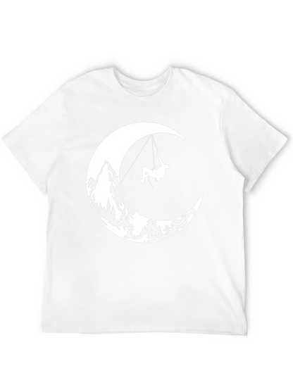 Moonlit Climb Graphic Tee - Black Cotton T-Shirt