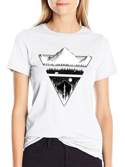 Mountain Landscape Graphic Tee - Black Cotton Blend