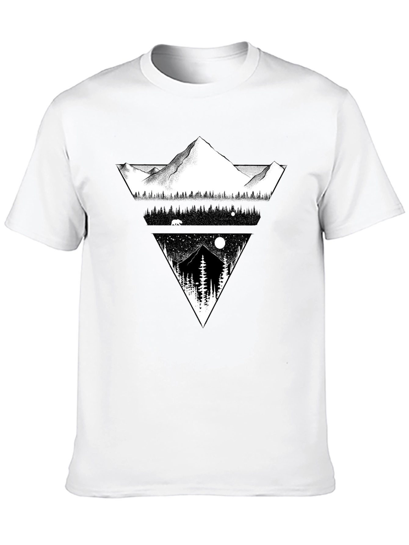 Mountain Landscape Graphic Tee - Black Cotton Blend