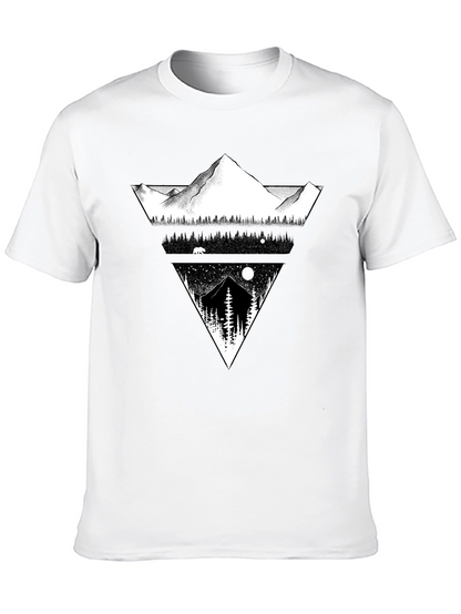 Mountain Landscape Graphic Tee - Black Cotton Blend