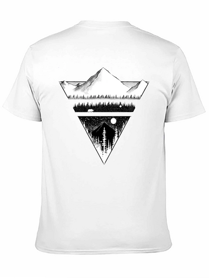 Mountain Landscape Graphic Tee - Black Cotton Blend