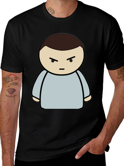 Grumpy Cartoon Character Black T-Shirt