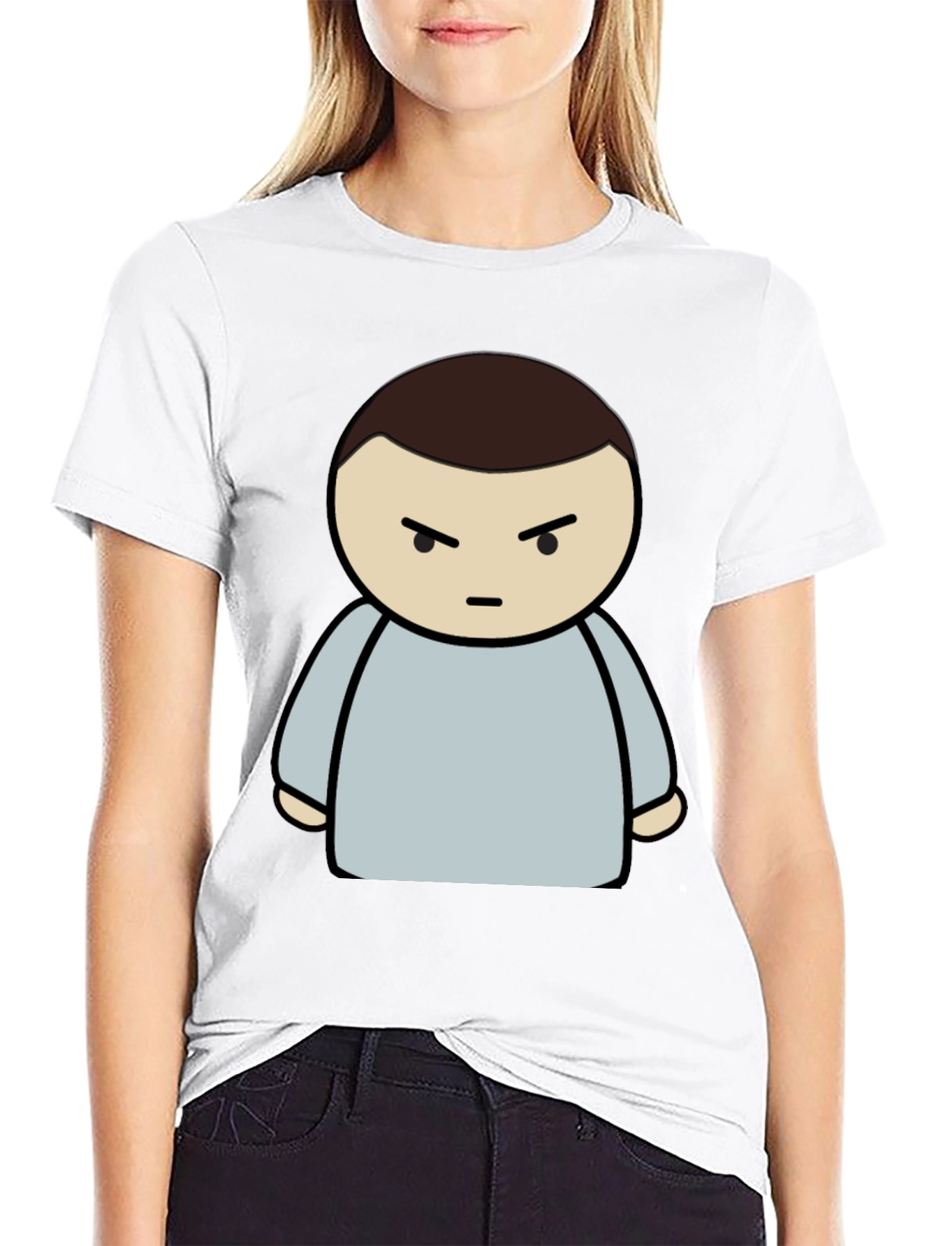 Grumpy Cartoon Character Black T-Shirt