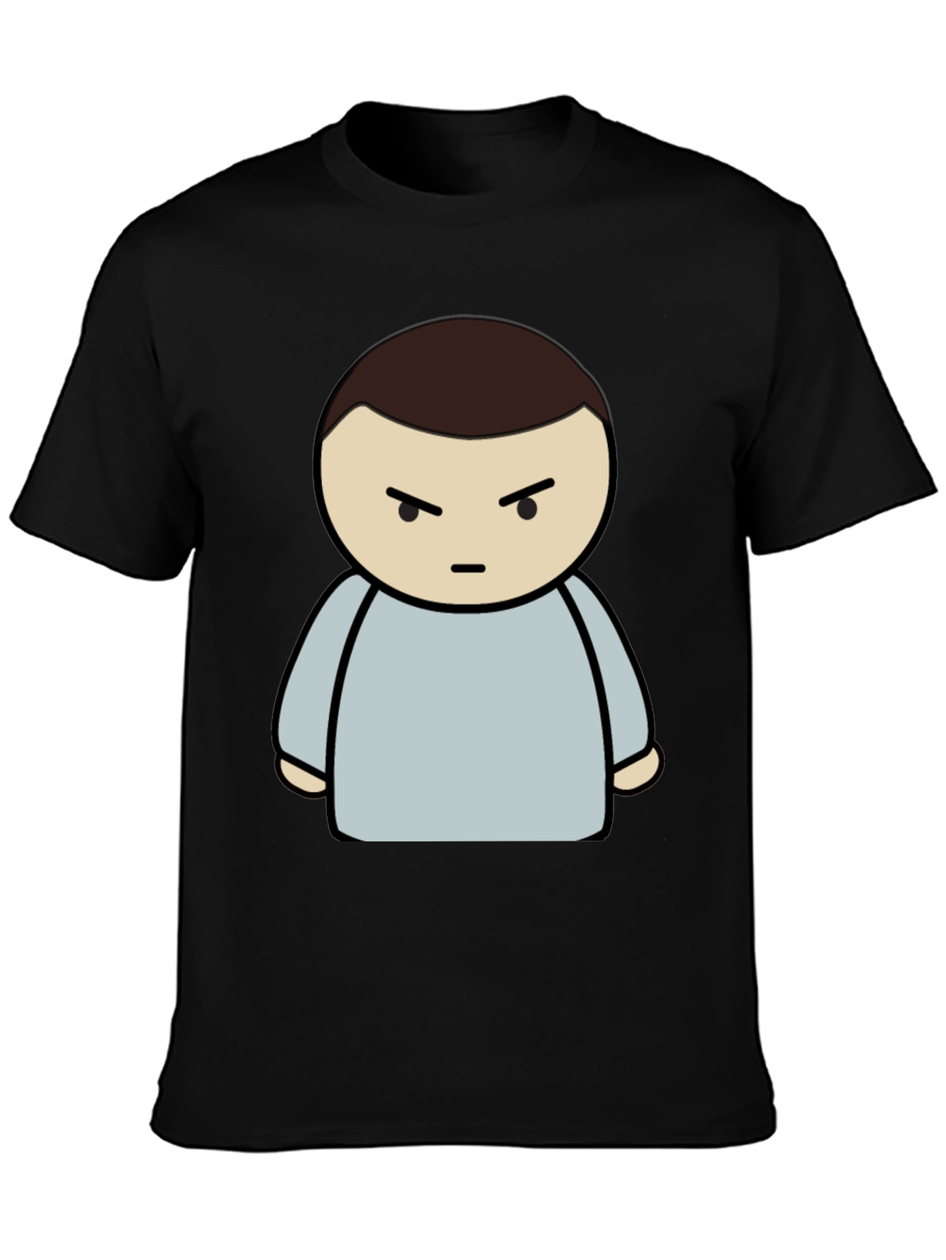 Grumpy Cartoon Character Black T-Shirt