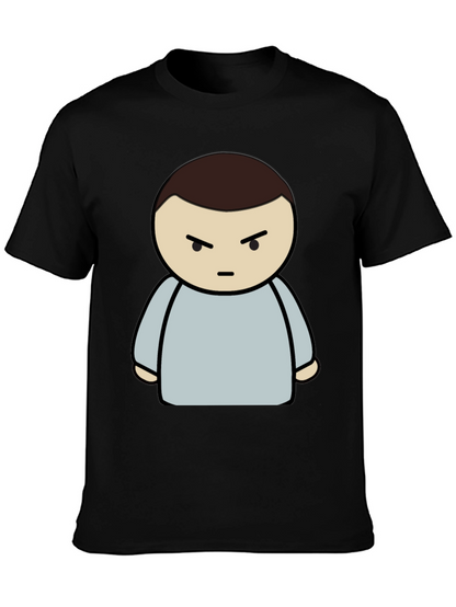 Grumpy Cartoon Character Black T-Shirt