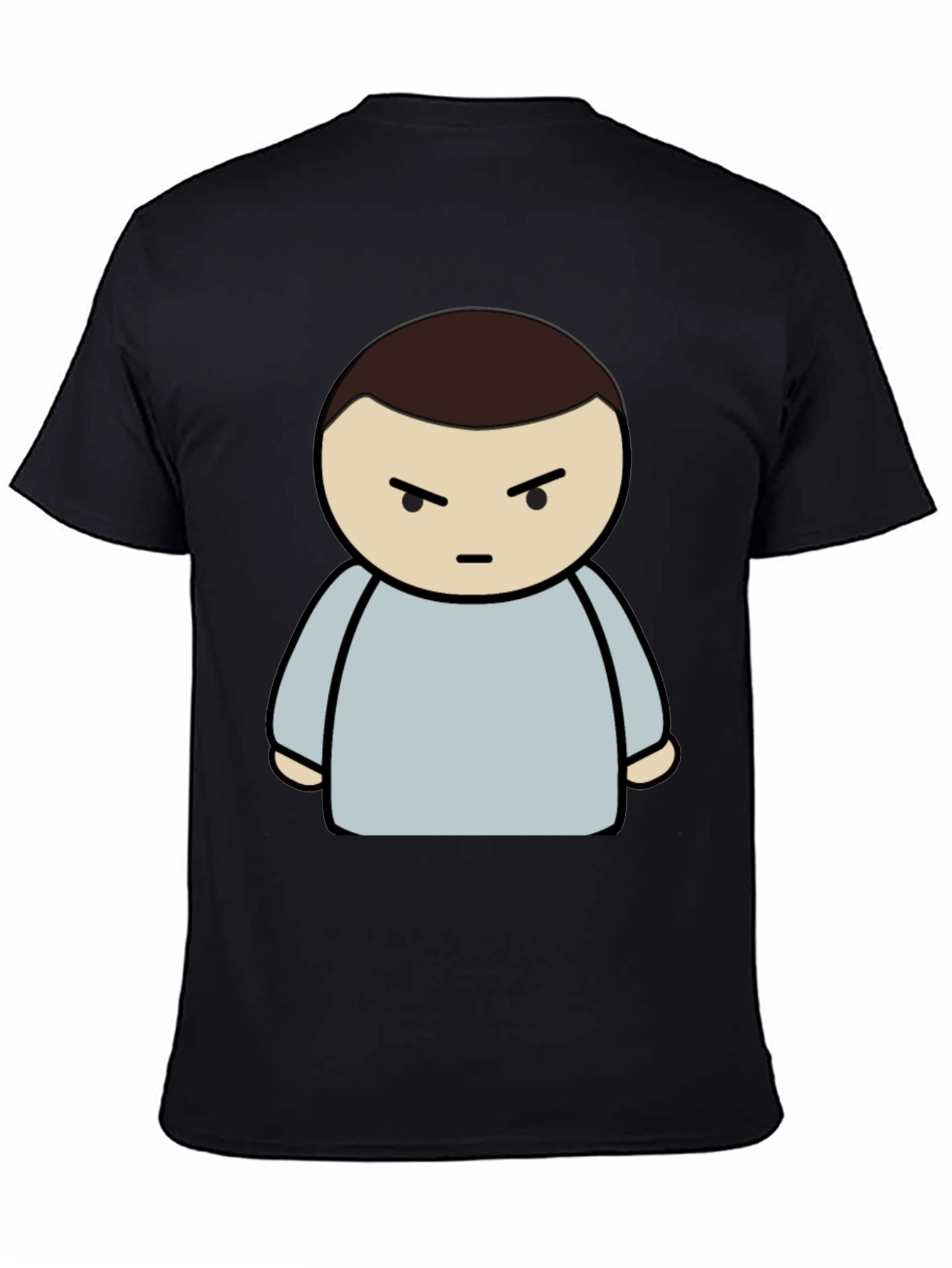 Grumpy Cartoon Character Black T-Shirt
