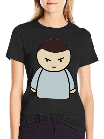 Grumpy Cartoon Character Black T-Shirt
