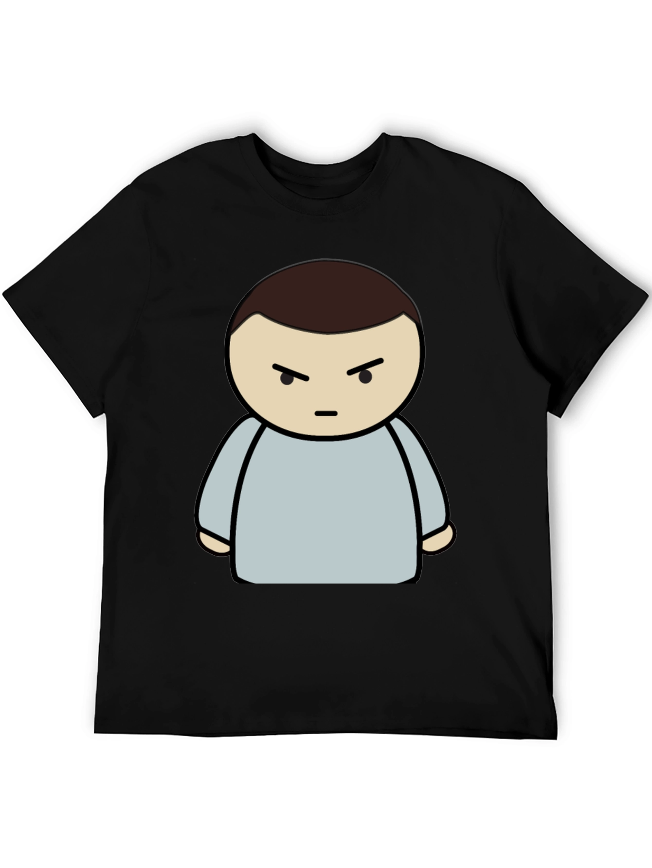 Grumpy Cartoon Character Black T-Shirt