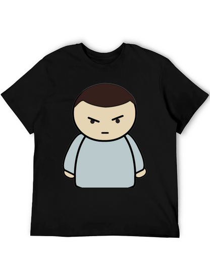 Grumpy Cartoon Character Black T-Shirt