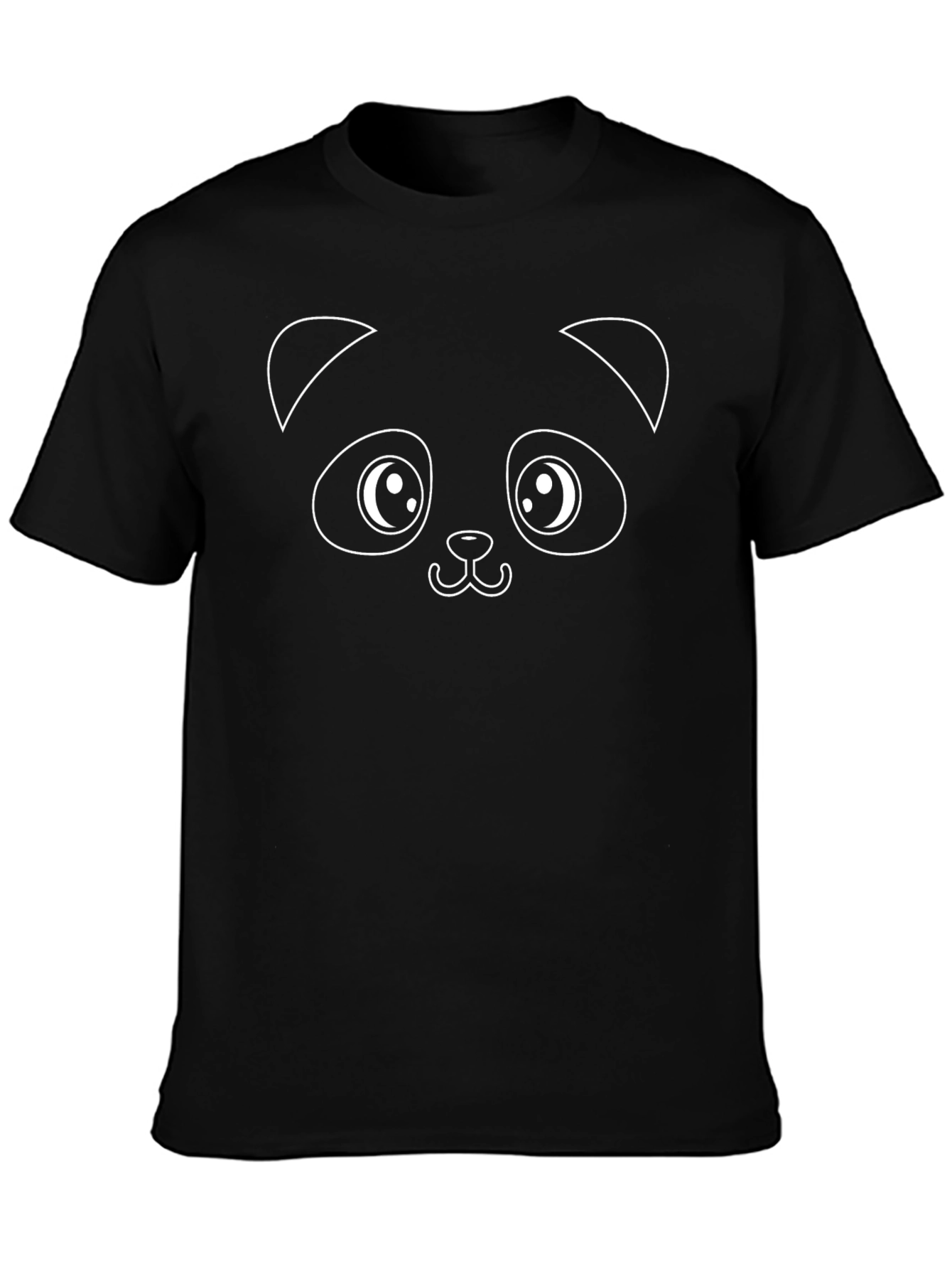 Cute Panda Face Graphic T-Shirt - Black