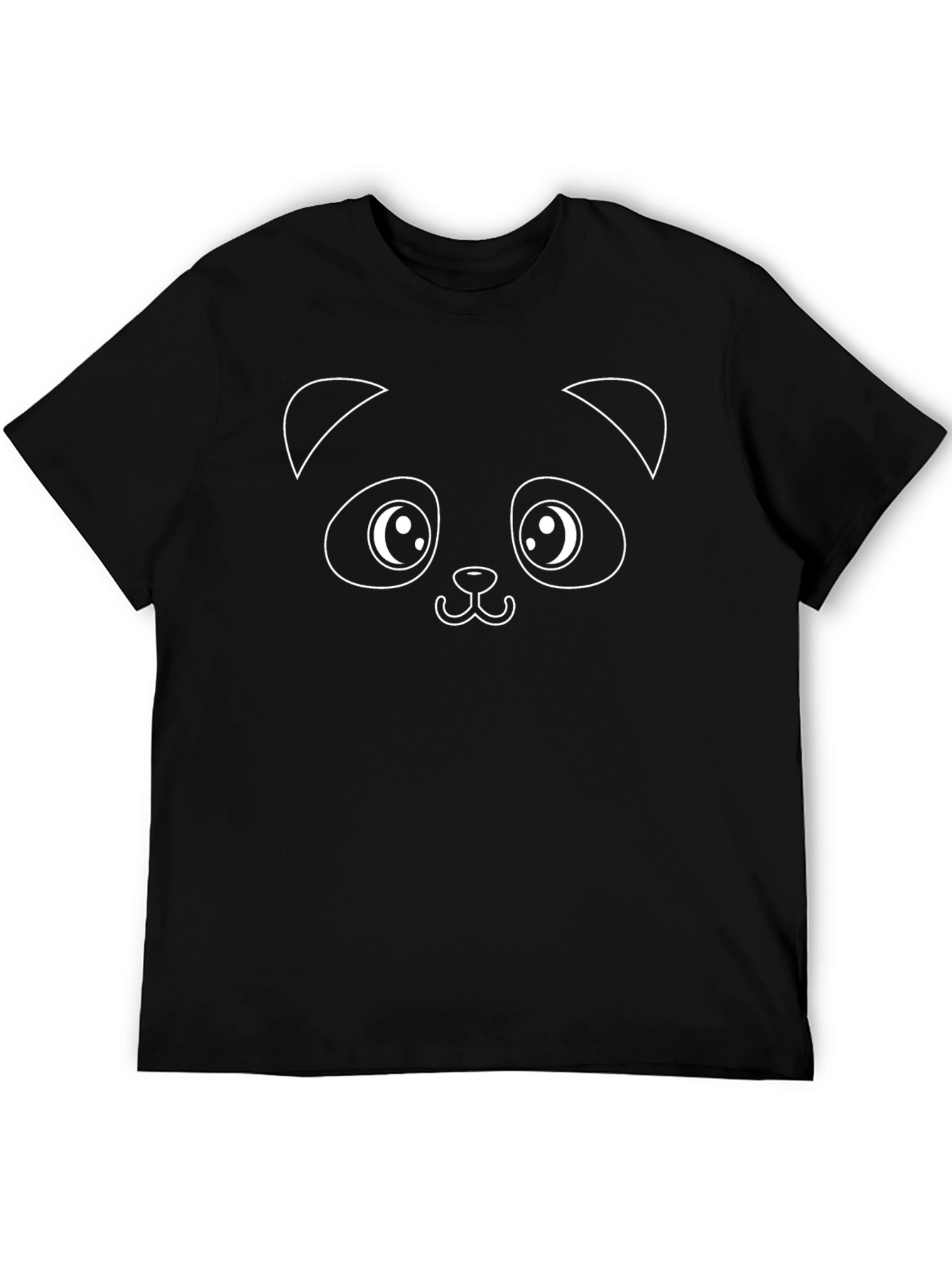 Cute Panda Face Graphic T-Shirt - Black