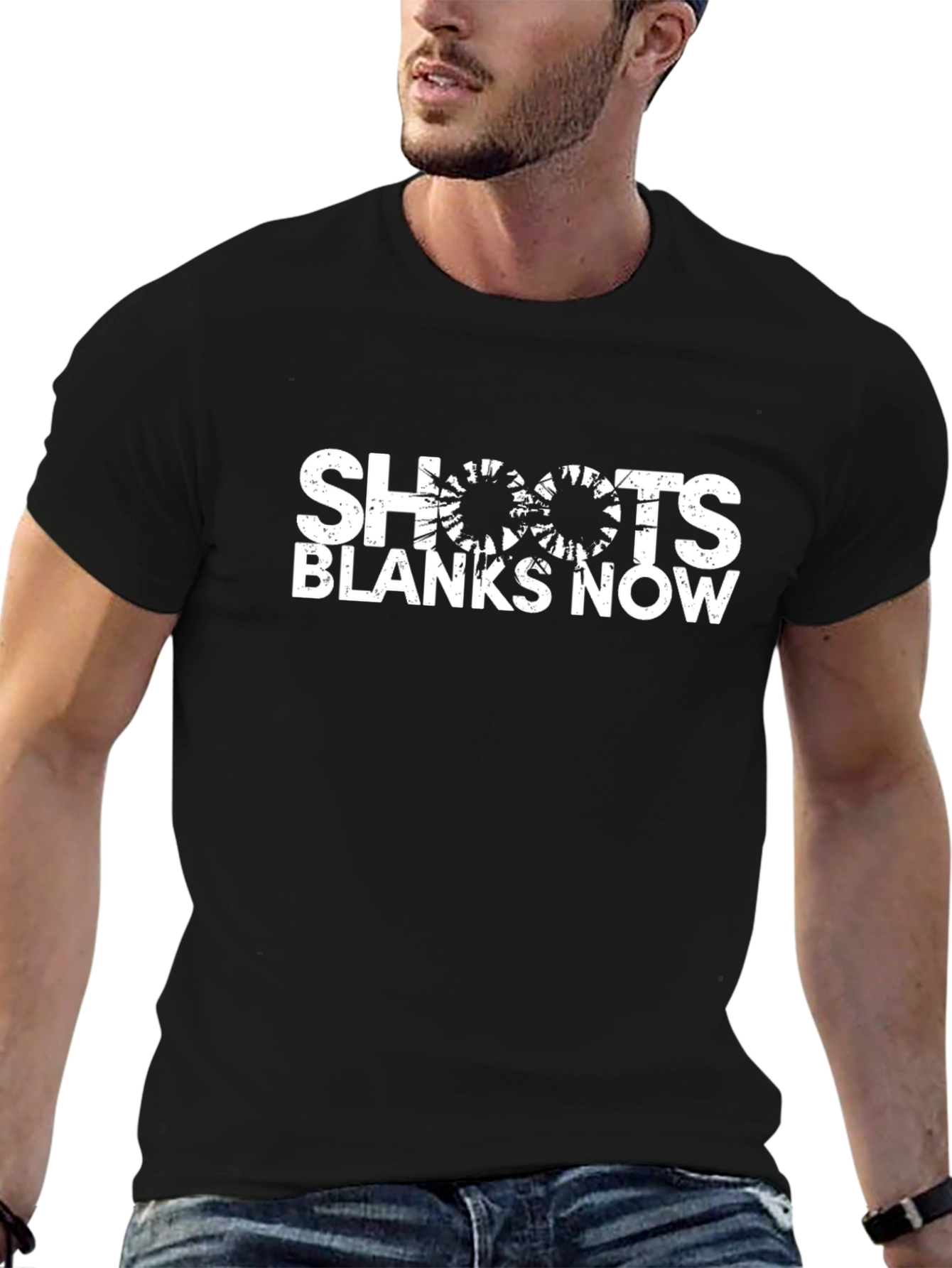 Shoots Blanks Now Funny Graphic Tee - Black