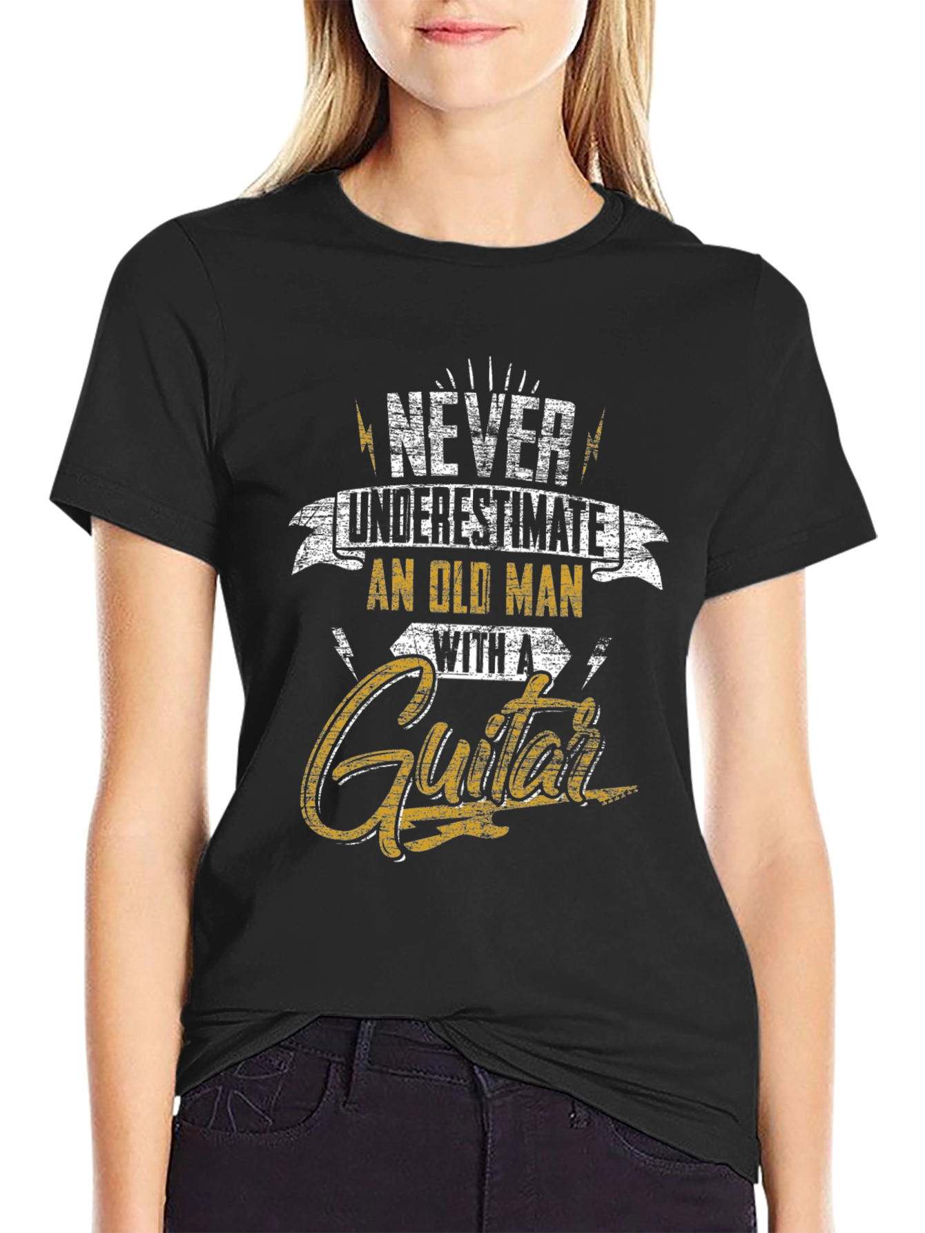 Never Underestimate Old Man Guitar T-Shirt