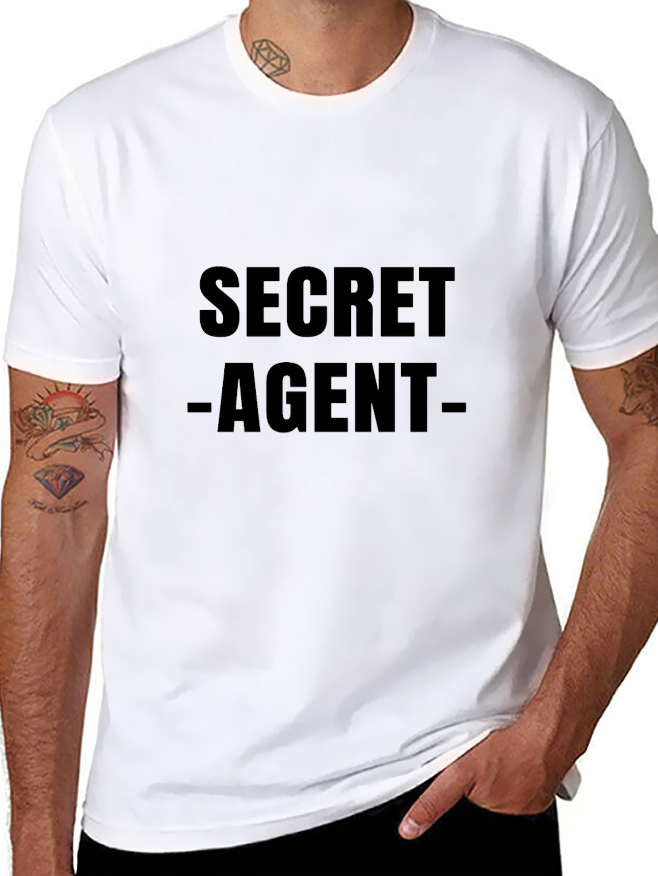 Secret Agent Graphic T-Shirt - Stylish Black Tee
