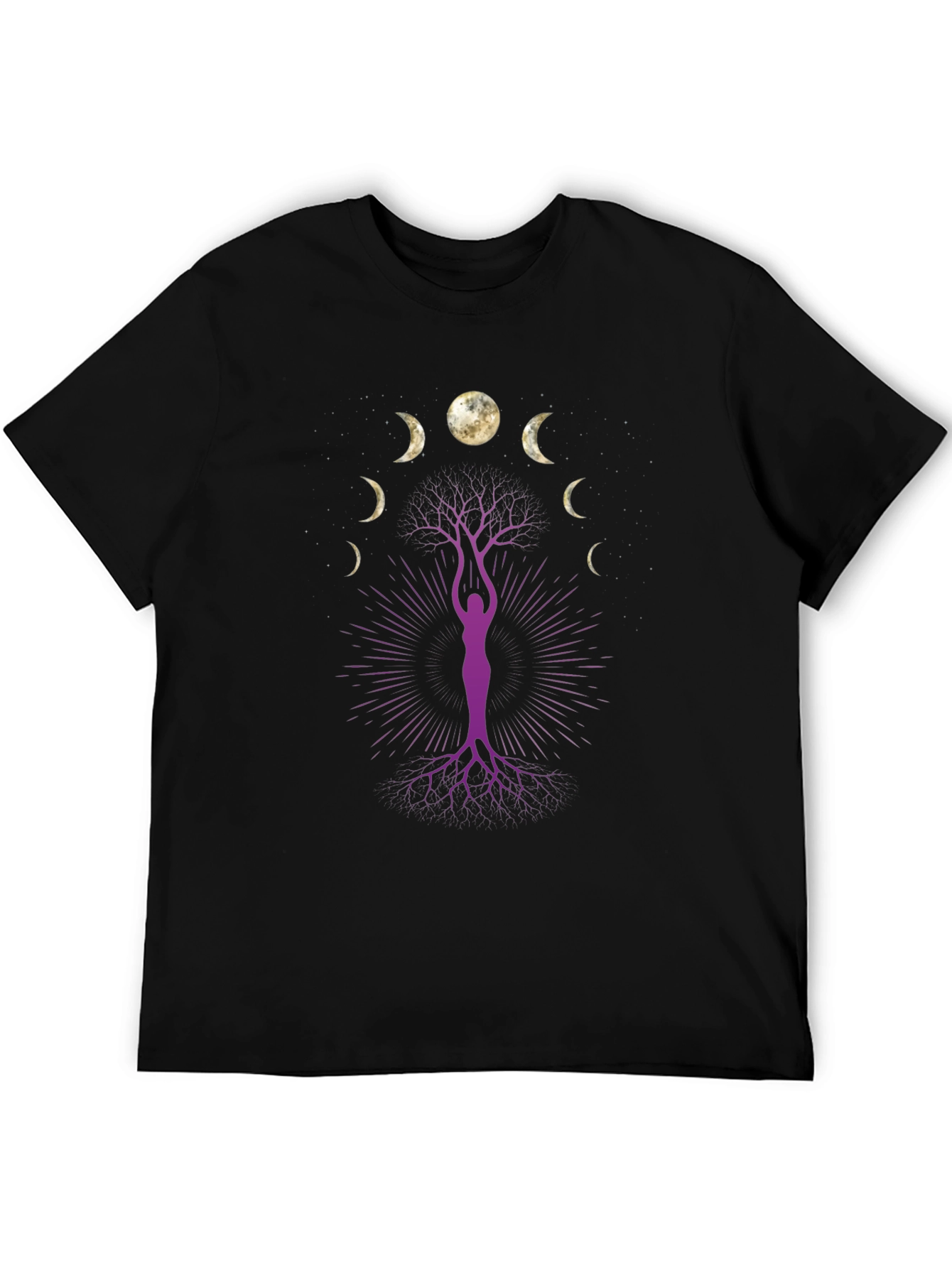 Moon Phase Tree Graphic Tee - Black