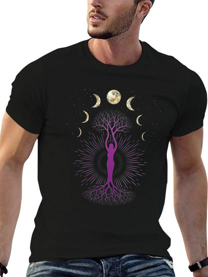 Moon Phase Tree Graphic Tee - Black
