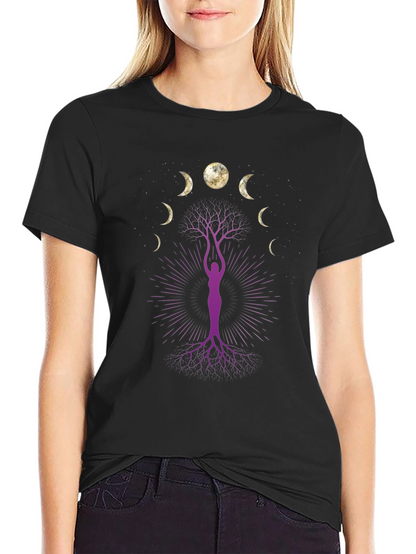 Moon Phase Tree Graphic Tee - Black