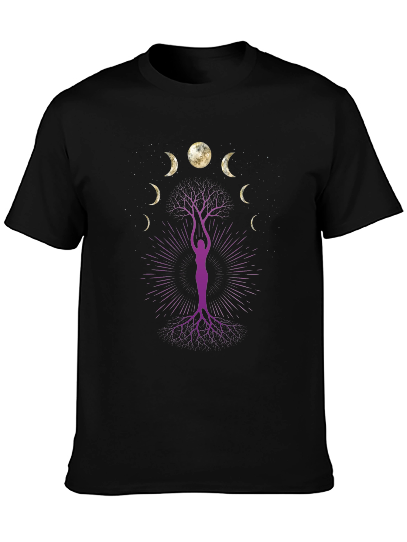 Moon Phase Tree Graphic Tee - Black