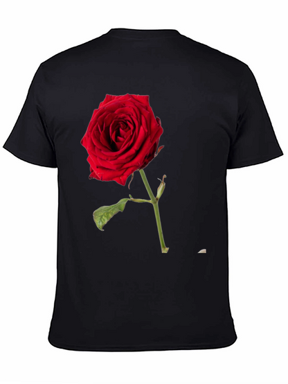 Red Rose Graphic Black T-Shirt