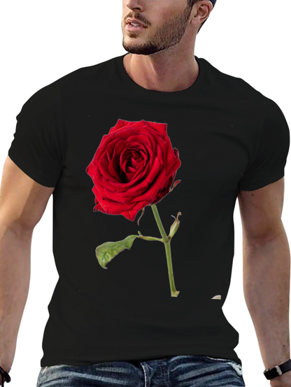 Red Rose Graphic Black T-Shirt