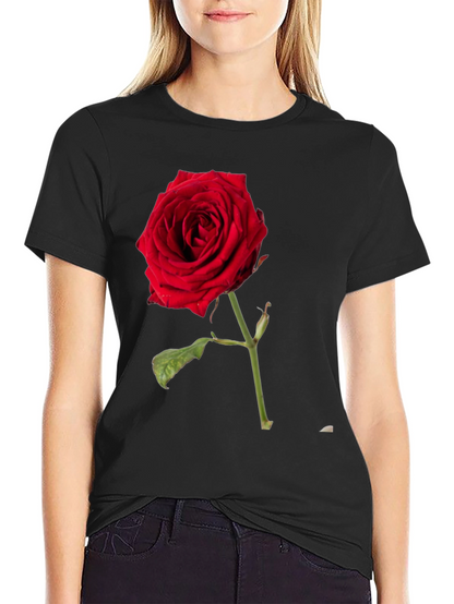 Red Rose Graphic Black T-Shirt