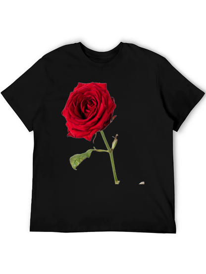 Red Rose Graphic Black T-Shirt