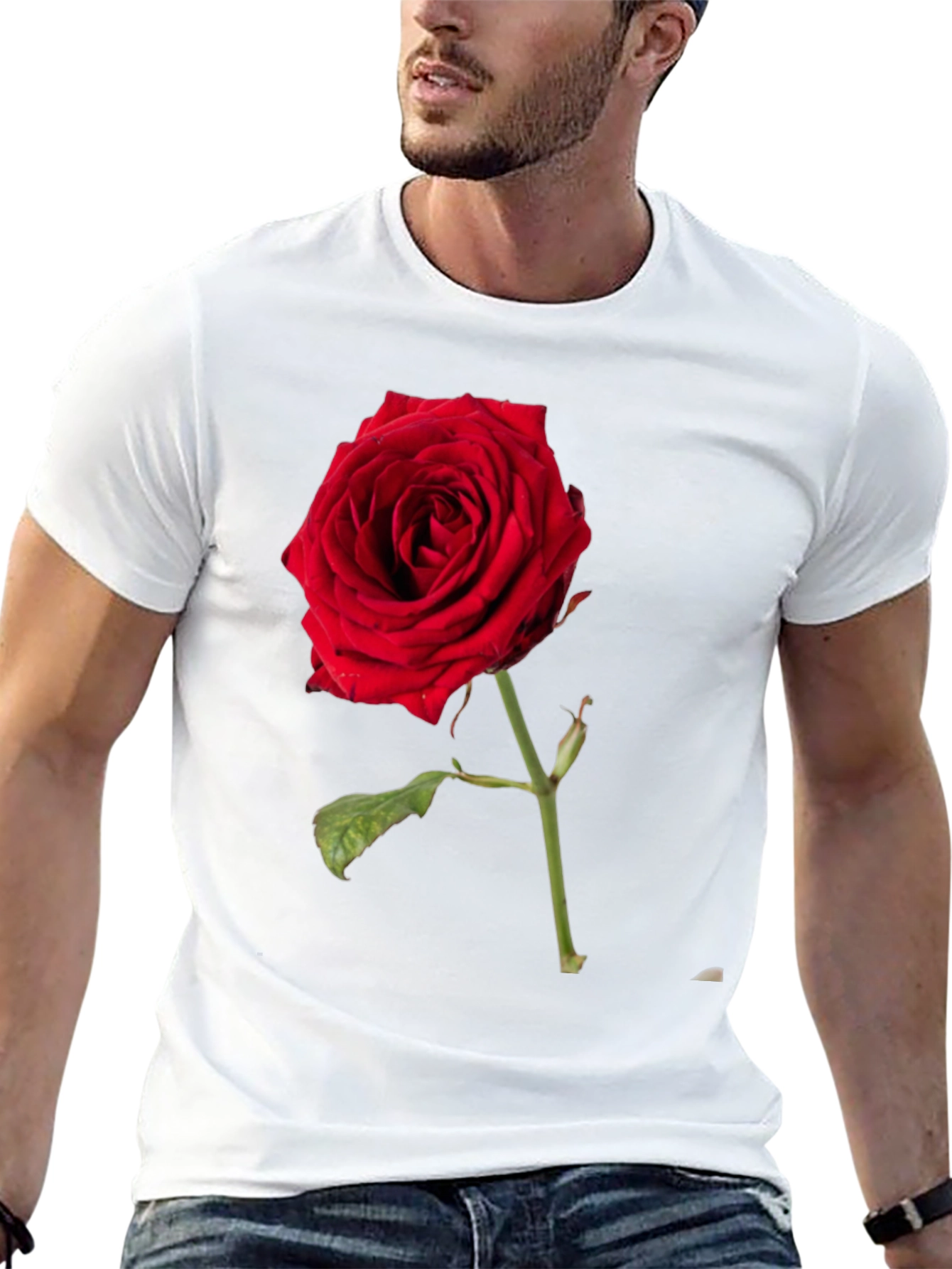 Red Rose Graphic Black T-Shirt