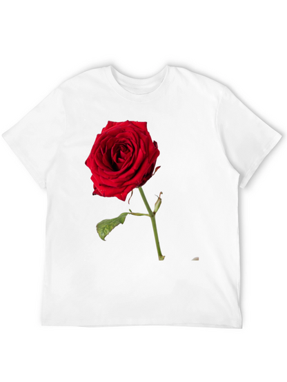 Red Rose Graphic Black T-Shirt