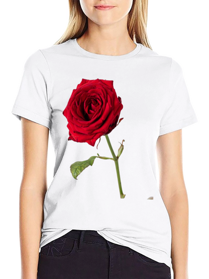 Red Rose Graphic Black T-Shirt