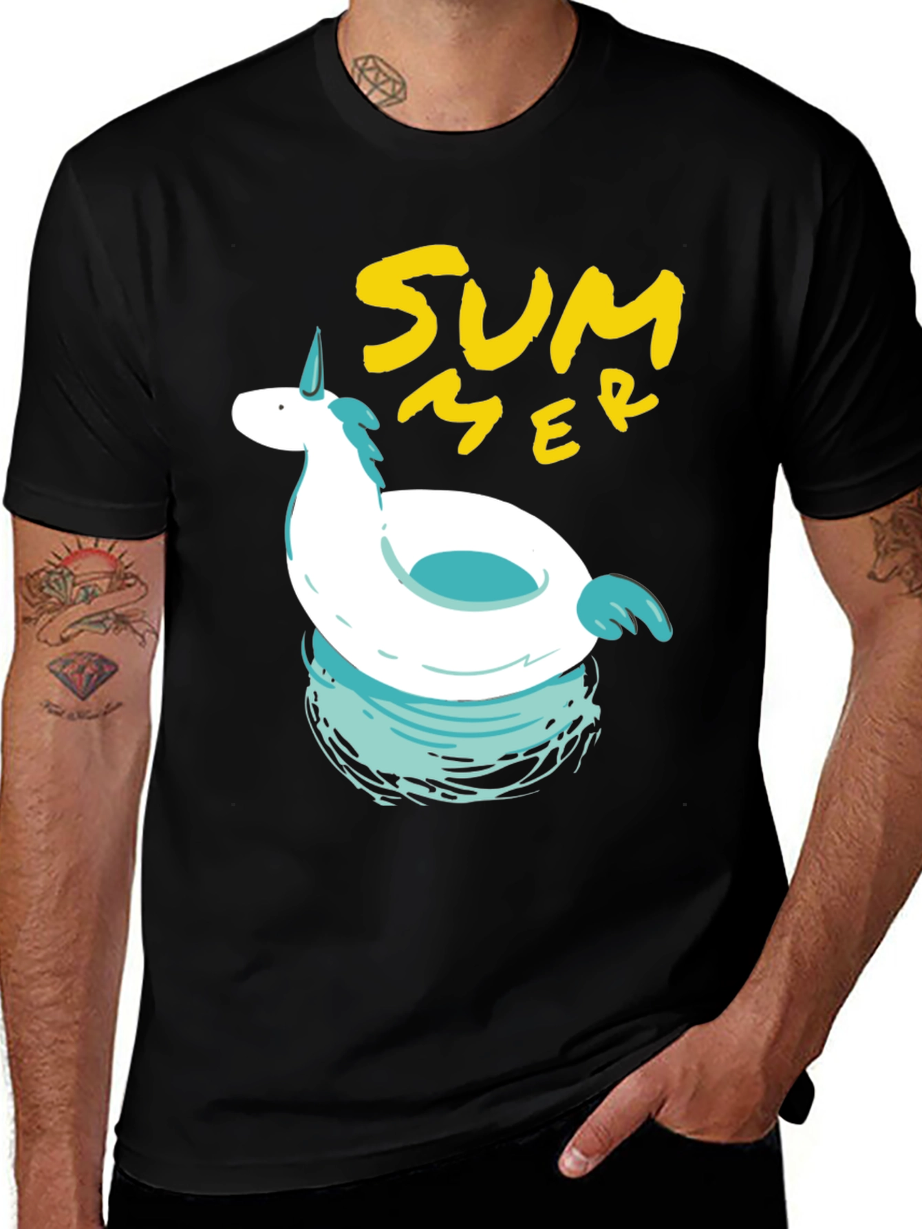 Summer Unicorn Pool Float Graphic Tee