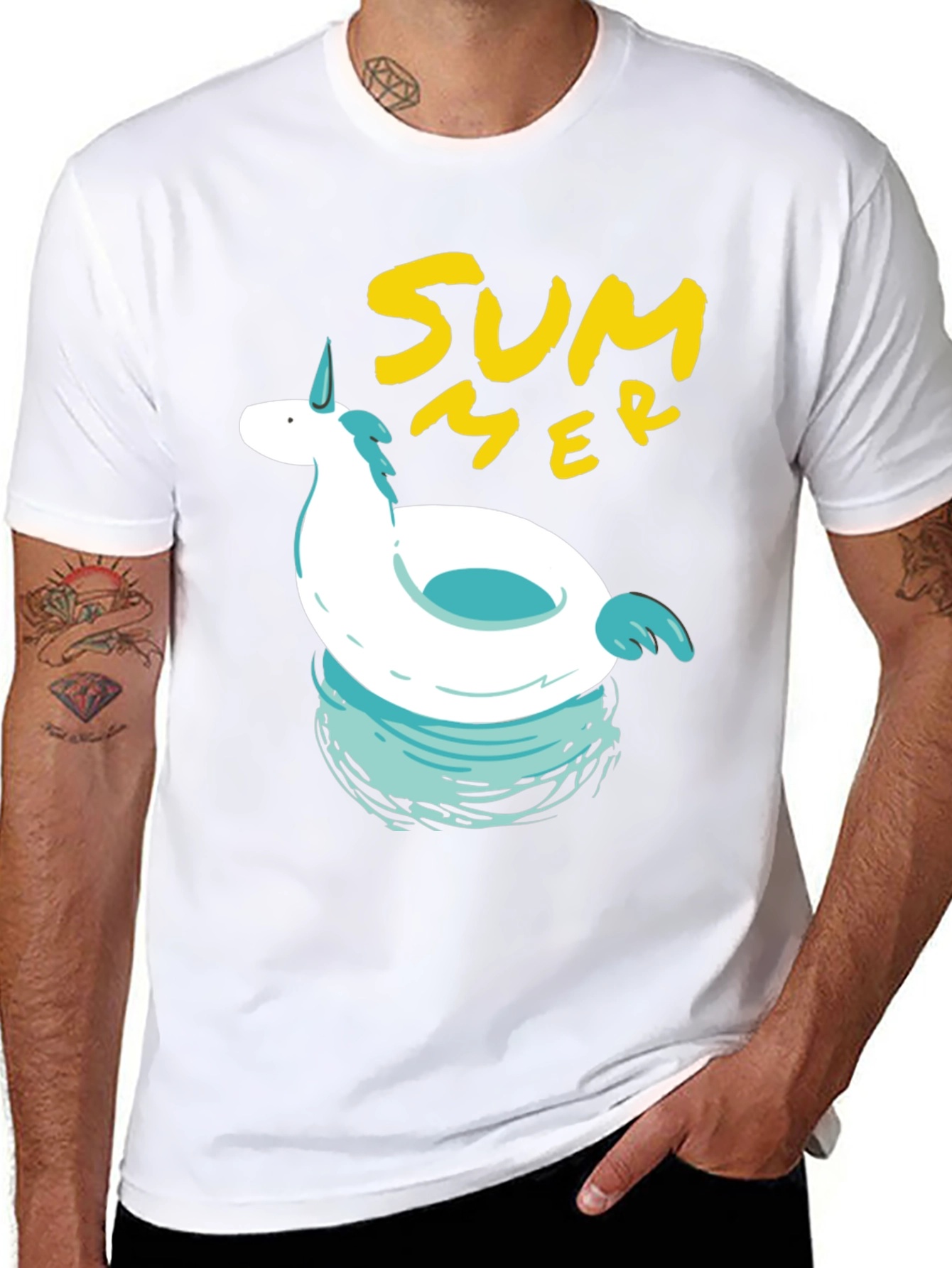 Summer Unicorn Pool Float Graphic Tee