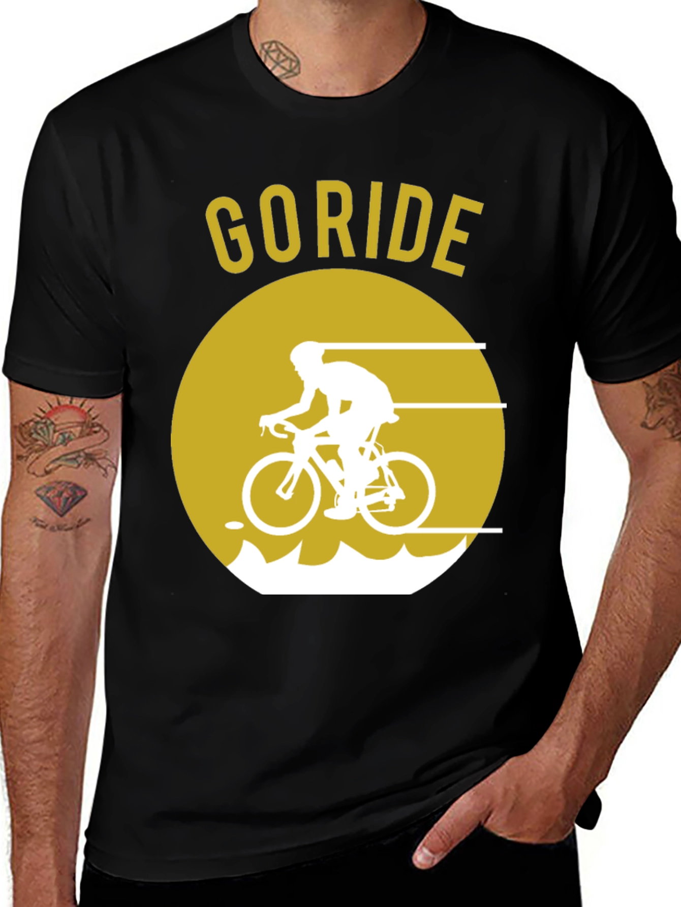 Go Ride Black T-Shirt | Cycling Design