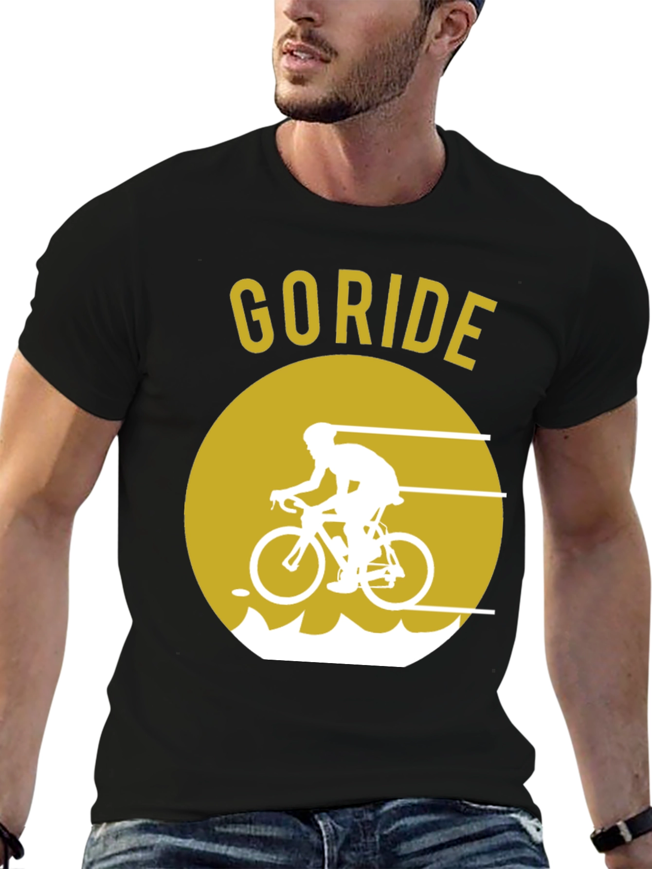 Go Ride Black T-Shirt | Cycling Design