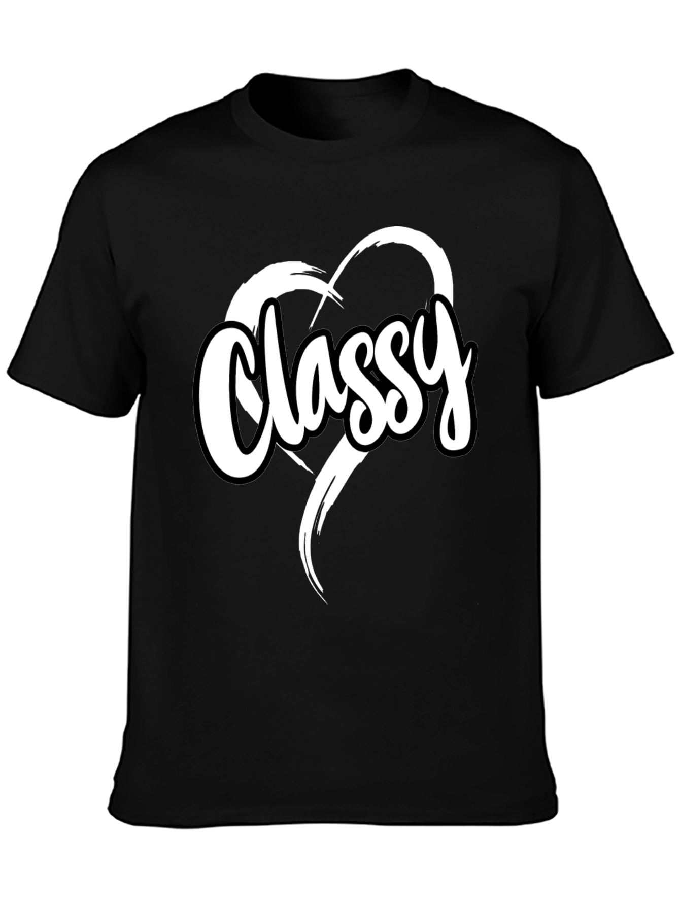 Classy Heart Tee - Stylish Black T-Shirt