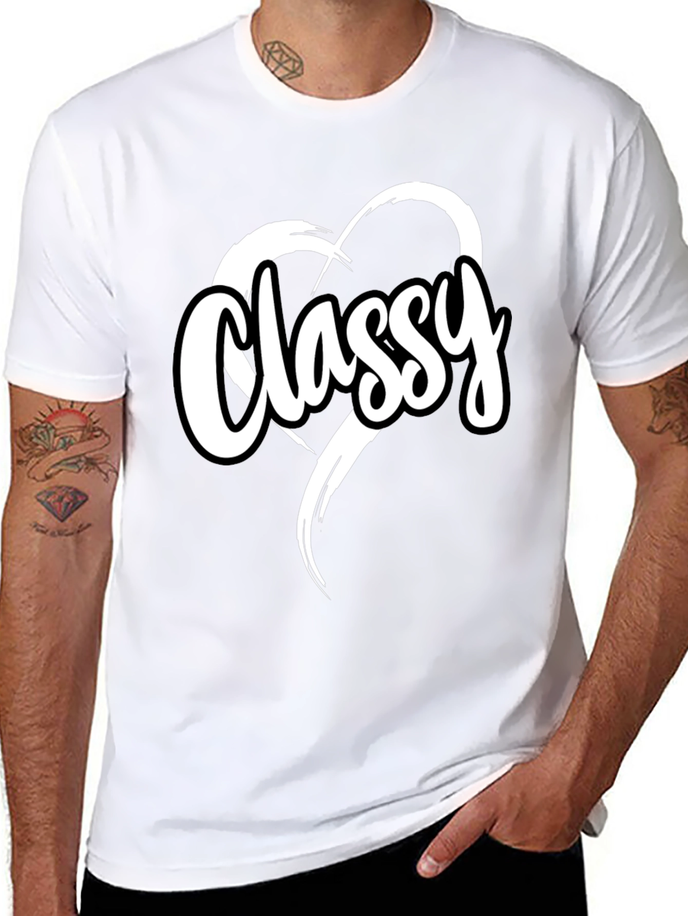 Classy Heart Tee - Stylish Black T-Shirt