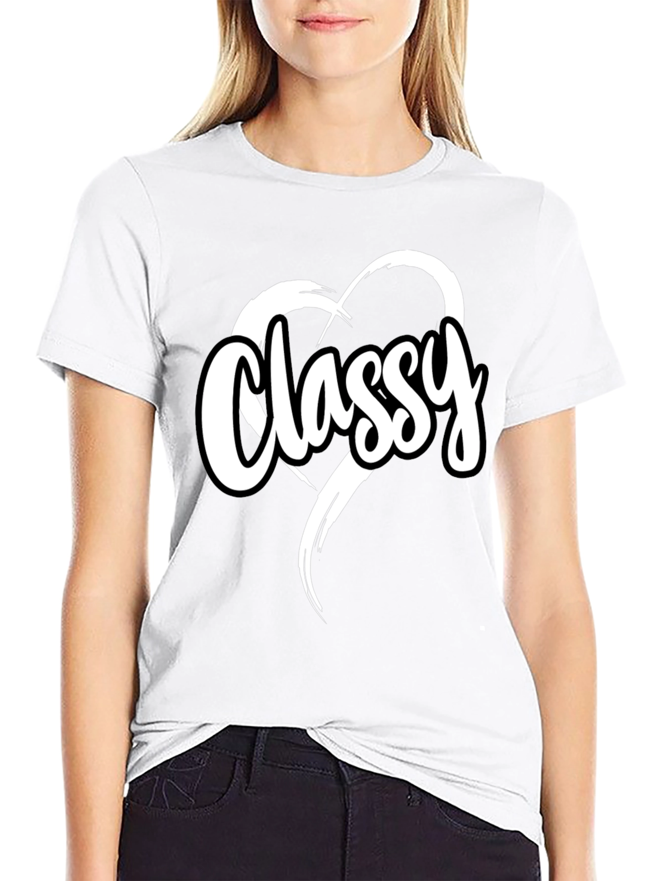 Classy Heart Tee - Stylish Black T-Shirt