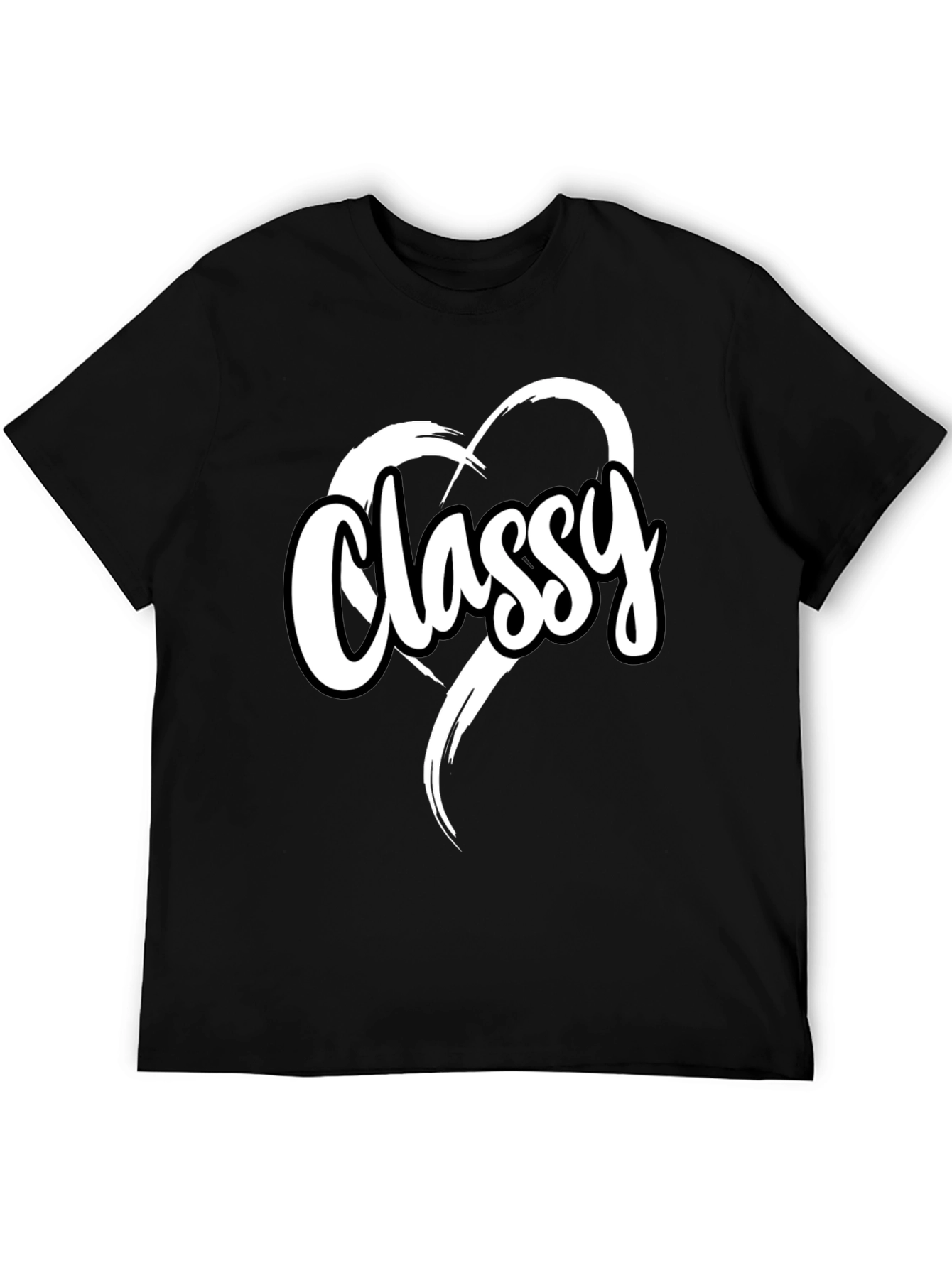Classy Heart Tee - Stylish Black T-Shirt