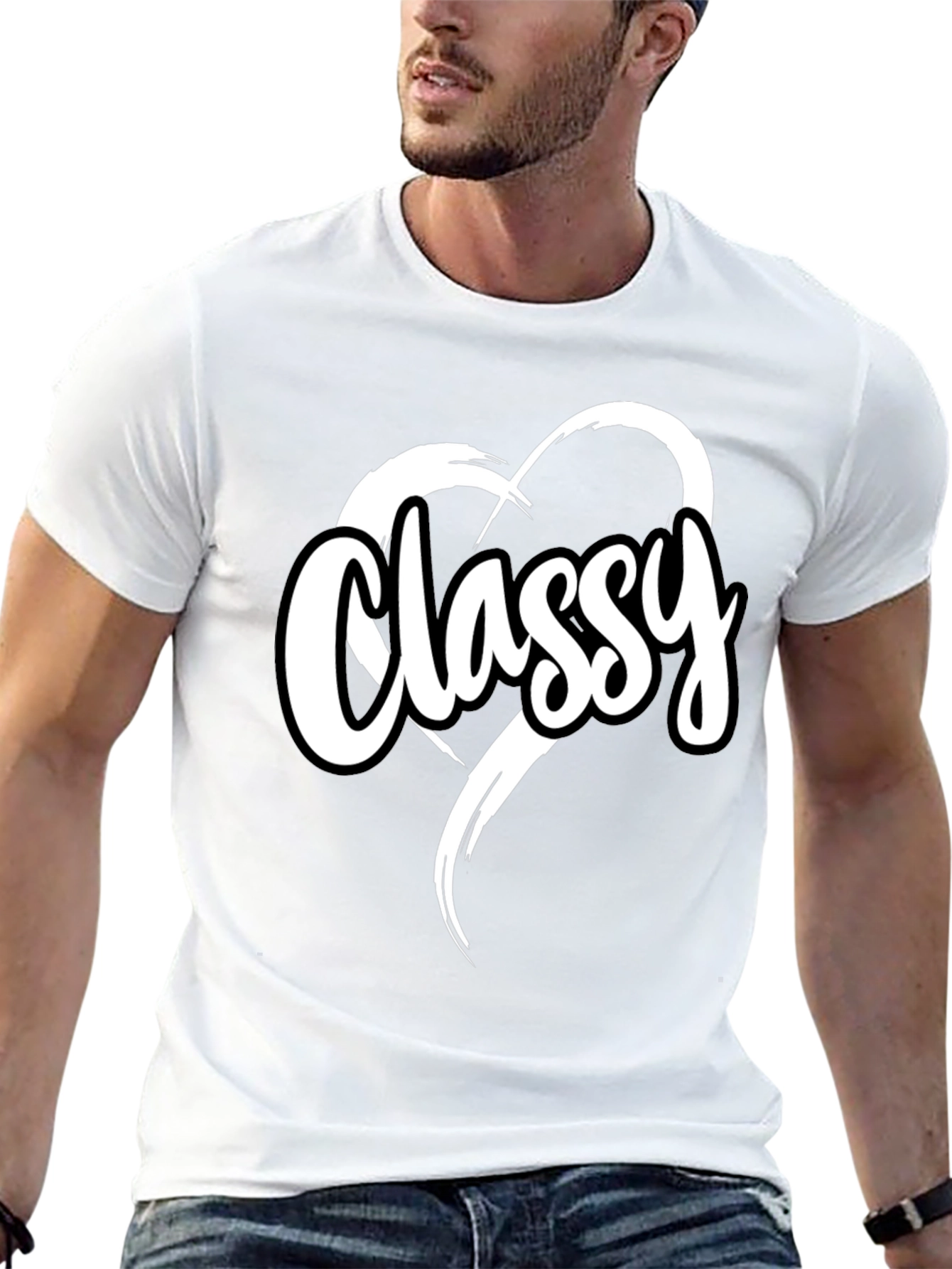Classy Heart Tee - Stylish Black T-Shirt