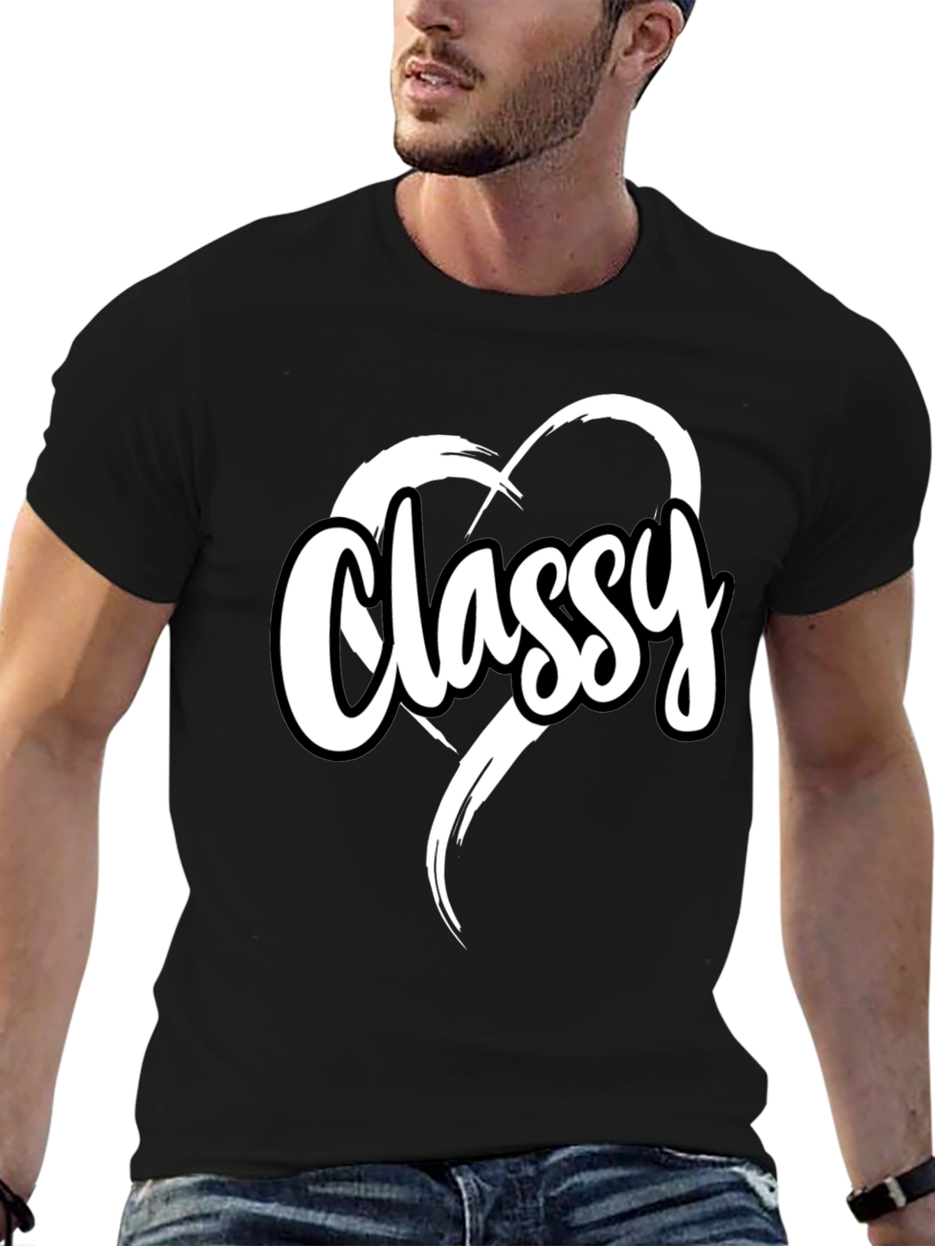 Classy Heart Tee - Stylish Black T-Shirt