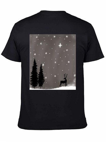Winter Scene Graphic Tee - Holiday Deer and Stars