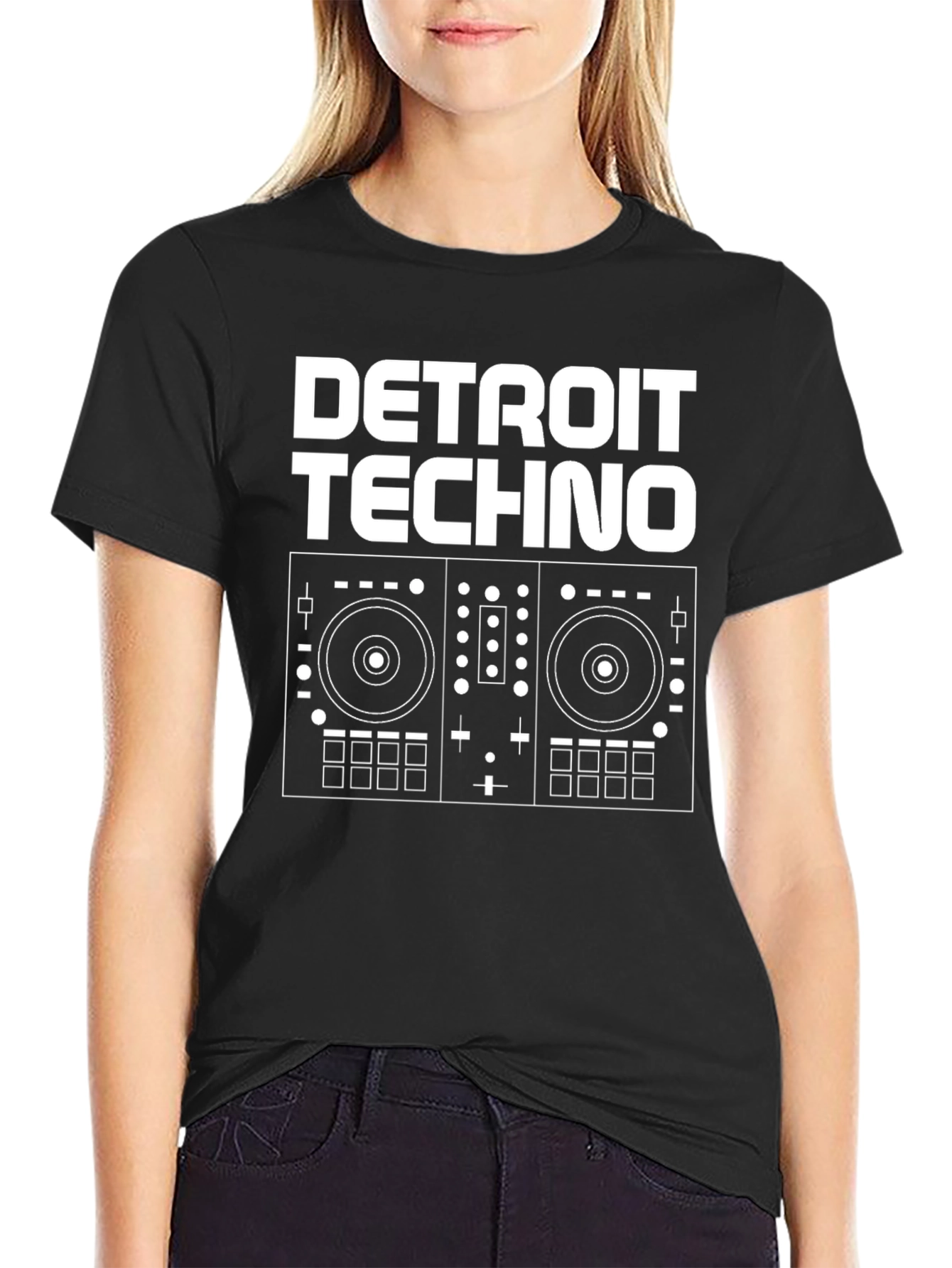 Detroit Techno DJ Turntable Graphic T-Shirt
