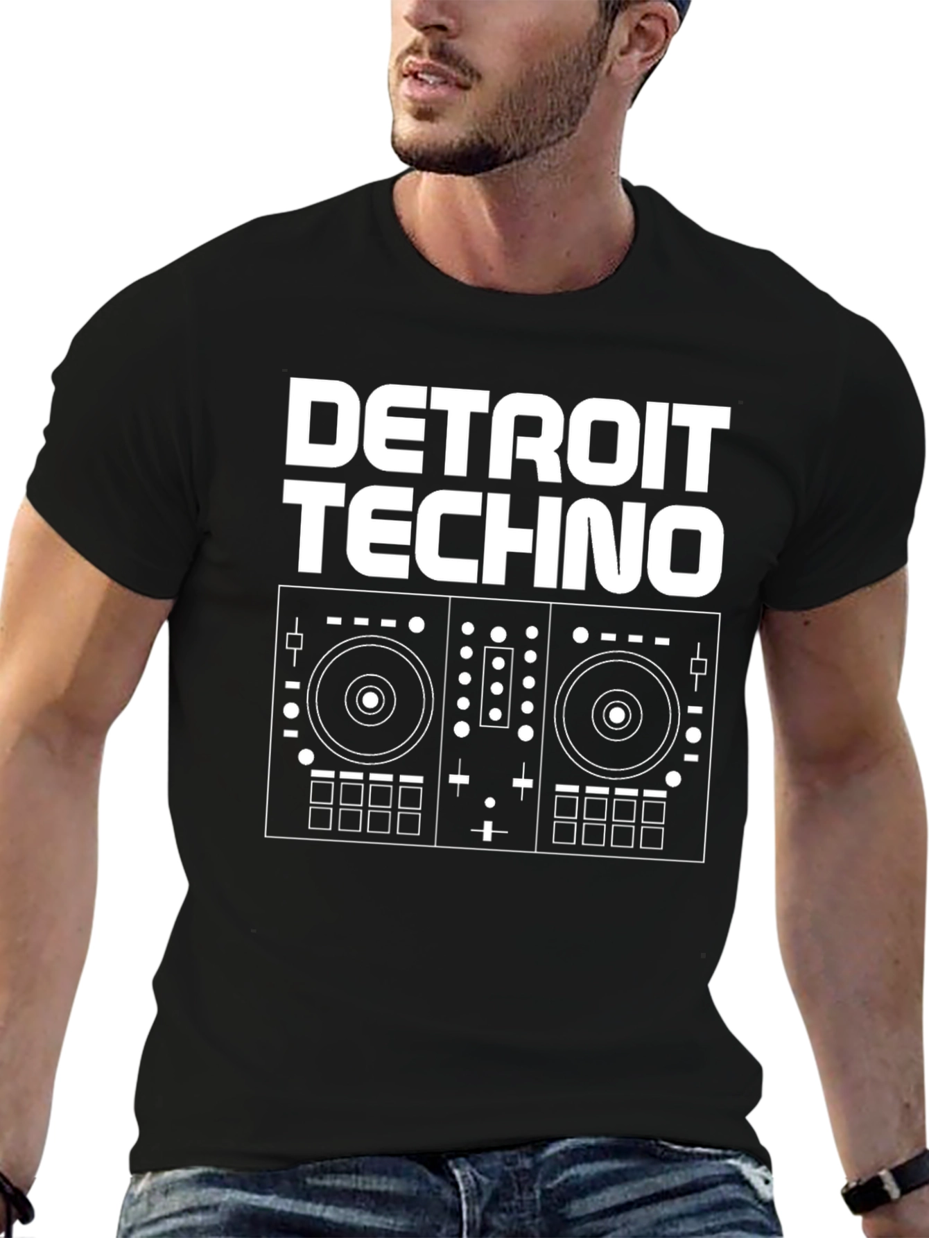 Detroit Techno DJ Turntable Graphic T-Shirt