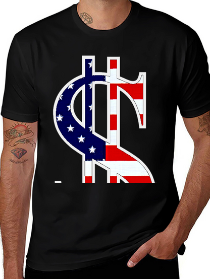 American Flag Dollar Sign Graphic T-Shirt