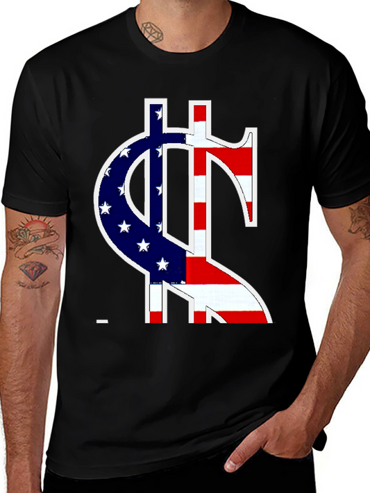 American Flag Dollar Sign Graphic T-Shirt