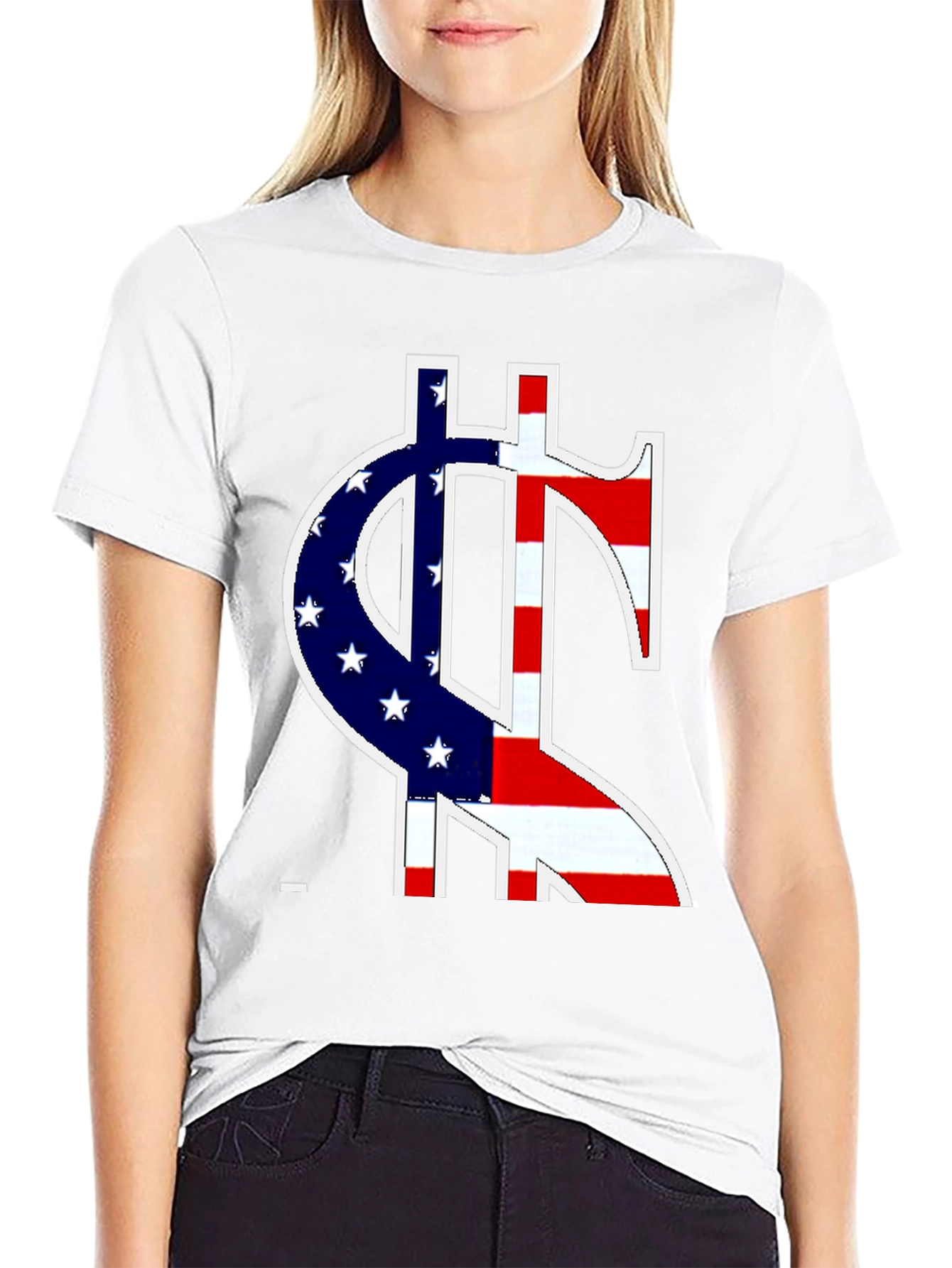 American Flag Dollar Sign Graphic T-Shirt