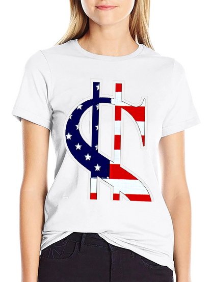 American Flag Dollar Sign Graphic T-Shirt