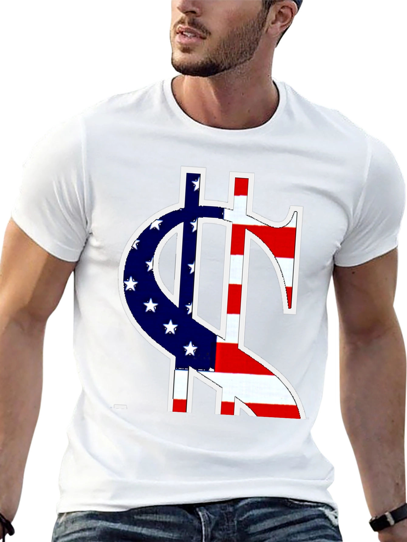 American Flag Dollar Sign Graphic T-Shirt