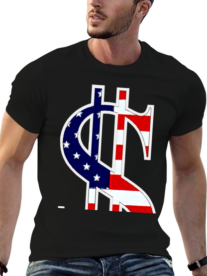 American Flag Dollar Sign Graphic T-Shirt